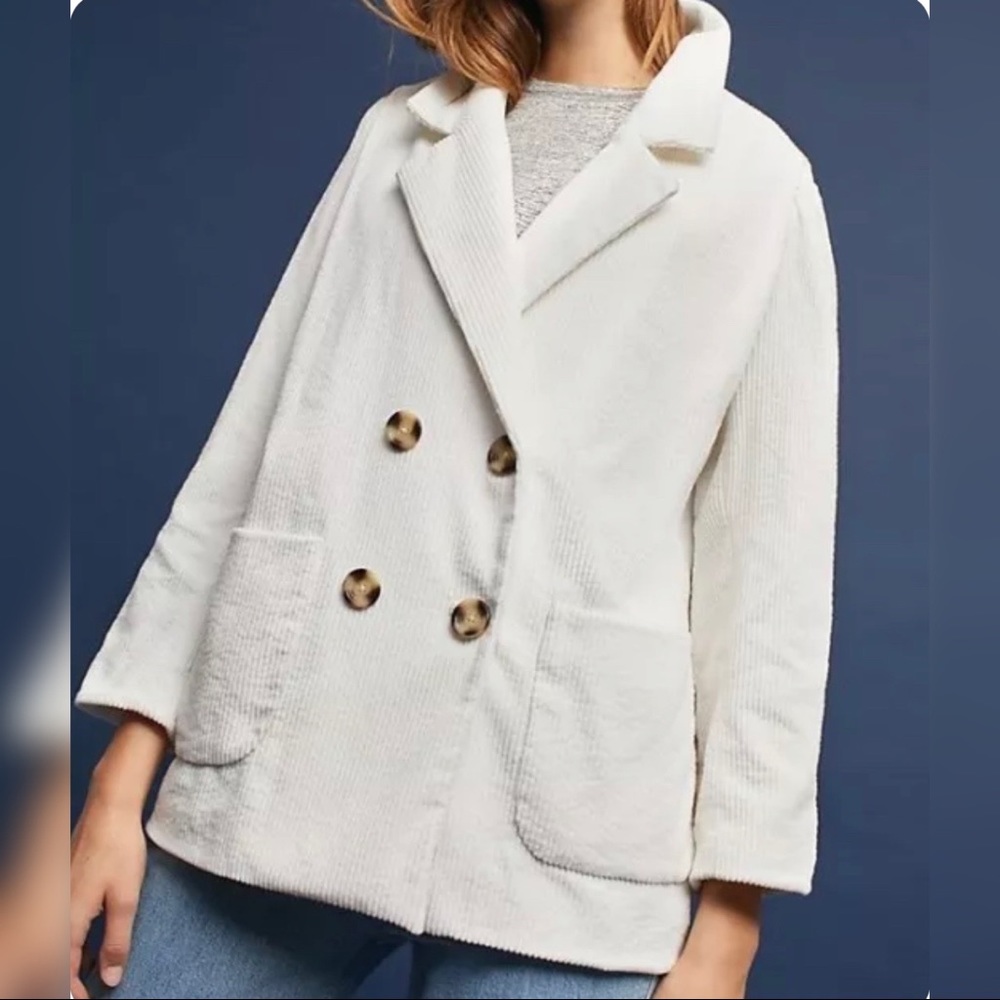 Anthropologie Buttoned Corduroy Blazer